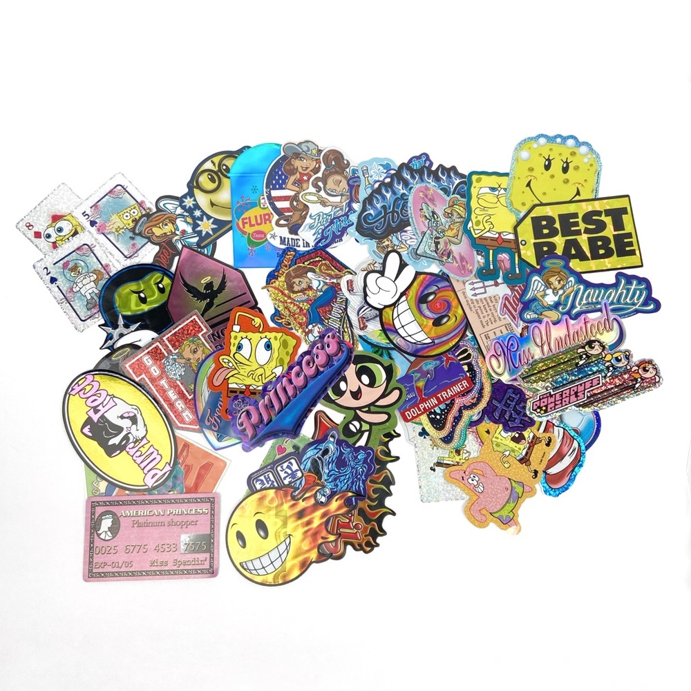 Vintage 2000s Y2K Prismatic Vending Machine Glitter Sticker Collection Nostalgia
